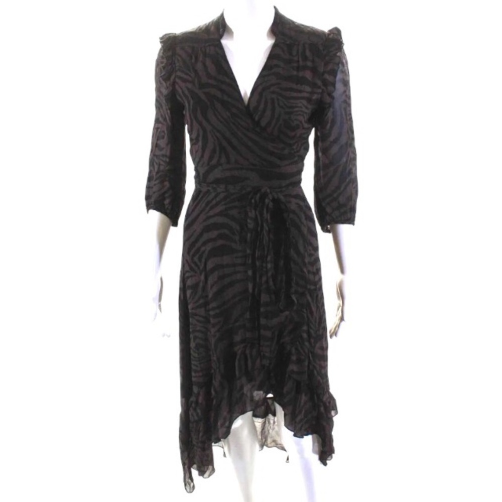 ba&sh Selena Maxi Hi Low Dress Size Medium Brown Black Tiger Striped Print